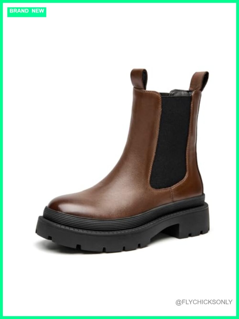 Platform Leather Chelsea Ankle Boots Womens Block Heel Slip On Dress Shoes